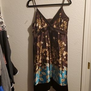 Silky gold embellished midi dress